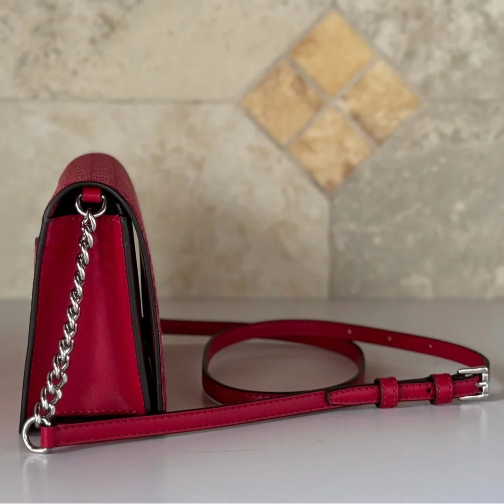 Michael Kors Jet Set Travel MD Shoulder Flap Crossbody Bag MK Dark Raspberry - Picture 8 of 16